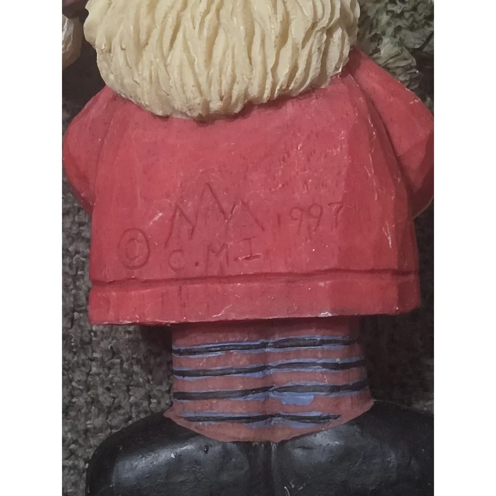Set Of 2 Vintage 1997 Crazy Mountain Santa Claus Ornaments W/ Gifts & Tree 90s